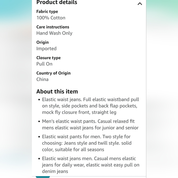 NWT IDEALSANXUN Men’s Elastic Waist Loose Fit Denim Pants Casual Solid Jeans. - Picture 7 of 9